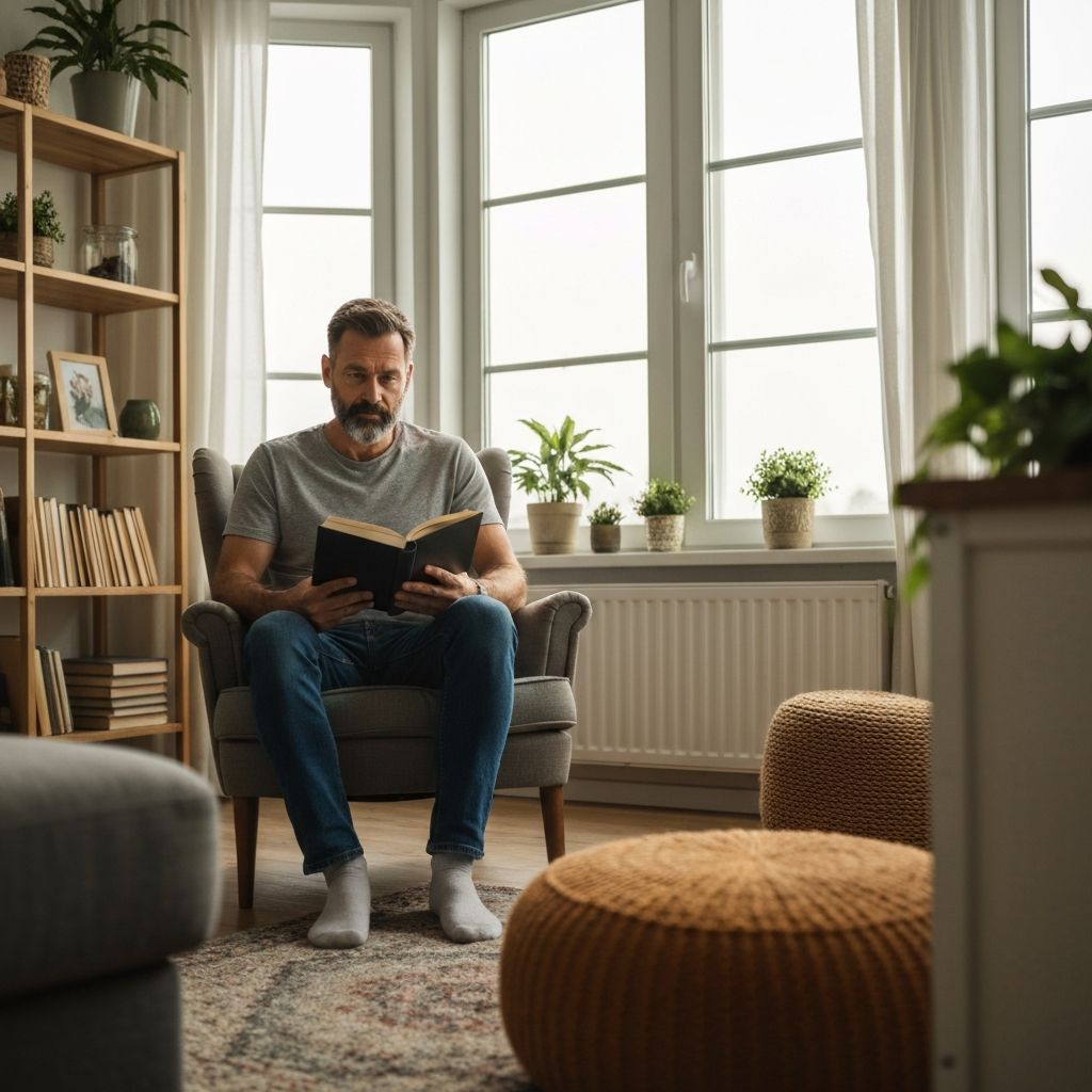 Man engaged in hobby and well-being activity